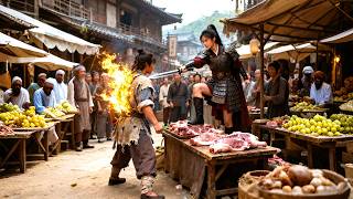 Wanita ganggu penjual daging di jalan. Dia reinkarnasi dewa bela diri, Kalahkan 10 jenderal sekaligu