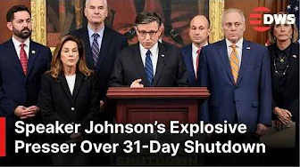 FULL FIERY PRESSER: Speaker Mike Johnson Blasts Senate, Dems in Presser Over 31-Day Shutdown | AC1E