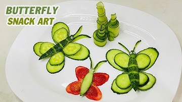 How to Make Cucumber & Strawberry Butterfly | Cucumber Art Decoration | Vegetable Carving Garnish