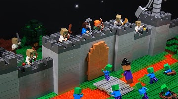 Minecraft Security Build Hacks vs Zombie Army! LEGO Stop Motion Battle