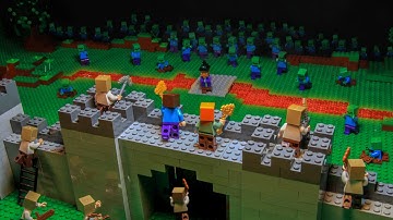 Minecraft Security Build Hacks vs Zombie Army! LEGO Stop Motion Battle