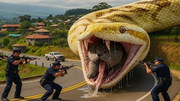 Massive Snake Attack! Emergency Animal Response Saves Feline Life! #cat rescue #police rescue