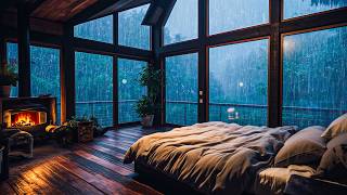 Ignore Stress to Sleep Instantly with Torrential Rain and Thunder Rumbled on the Window at Night