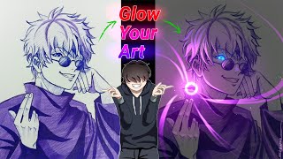 How to Add Glowing Effects In Drawings || Gojo Drawing.