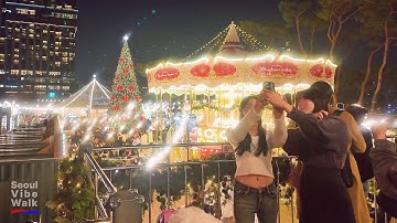 Seoul, Lotte Town’s Magical Christmas Market 롯데 크리스마스 마켓🎄✨ | Walk at Lotte World Tower 4K HDR