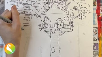 Easy Tree House Drawing | Step-by-Step for Kids & Teachers