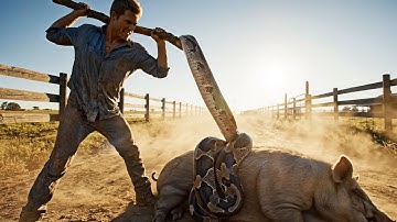 rescue animal: Brave Man Rescues Mother Pig and Piglet From Giant Burmese Python