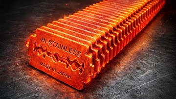 Turning 150 Razor Blades into a Damascus Steel Knife | Canister Damascus Forging