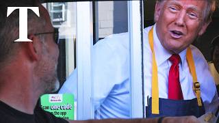 Donald Trump surprises McDonald's customers at a drive-through