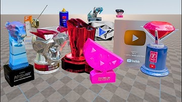 All YouTube Play Buttons - 3D Comparison