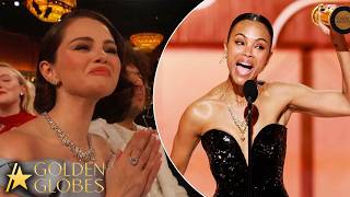 Selena Gomez CHEERS For Zoe Saldaña’s Emotional ‘Emilia Pérez’ Golden Globe Win