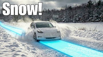 Tesla FSD 14.2.1 "Mad Max" on Unplowed Snowy Roads