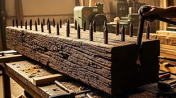 Incredible Process of Turning Old Sleeper, Hard, Nail-Filled Wood into Unique High-Value Furniture