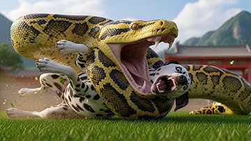 The Brave Heroes Rescue Dalmatian Dog from Massive Python