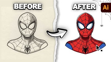 Turning Sketch to Vector in Adobe Illustrator "2 Hour Process in 2 Mins"