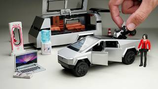 Unboxing of Tesla Cybertruck with Trailer House Diecast Model Car