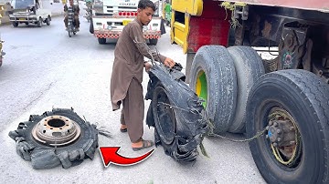 Heavy Tire Blast on Road / Monster Tire Explosion Repair 