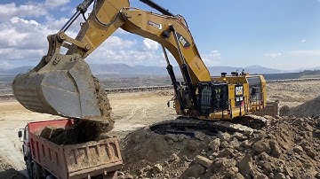 Huge Cat 6015B Excavator Loading Mercedes & MAN Trucks With Two Passes - Sotiriadis Mining Works