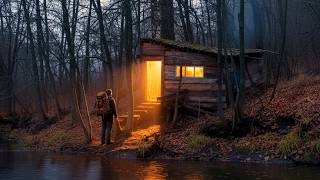 He Cleaned the Trash and Turned It into a Shelter | Overnight in an Abandoned Riverside Cabin ASMR