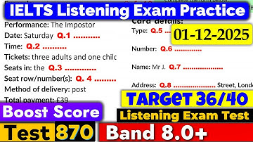 IELTS Listening Practice Test 2025 with Answers | Recent Exam - 01.12.2025