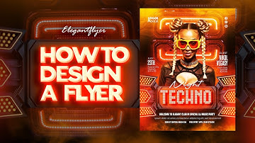 Techno Party Flyer Design in Photoshop — From Scratch + Free Template
