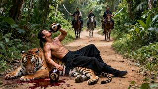 Classic action film: drunken beggar knocked out savage tiger in one blow, shocking everyone