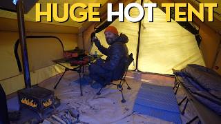 Winter Camping in a HUGE Inflatable Hot Tent