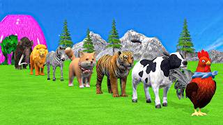 Paint & Animals Cow,Gorilla,Elephant,Lion,Tiger,Dinosaur, Fountain Crossing Transformation Cartoon