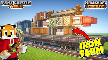 I built a MOBILE IRON FARM in Minecraft Create Mod World!