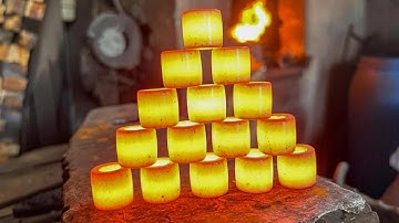 Damascus Knife - Better than Japanese? Making from a bearing! 100% Handmade.