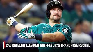 56 HOMERS 😤 Cal Raleigh hits 2 HRs to tie Ken Griffey Jr.'s Mariners single season record | ESPN MLB