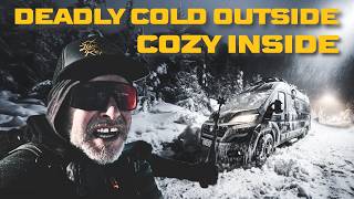 Cozy Winter Van Life Inside - Freezing Temperatures Outside - Snow Camping Beyond the Arctic Circle