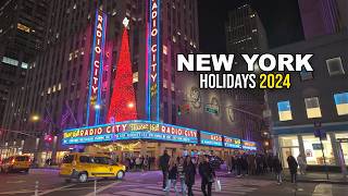 New York City Early Christmas Walk 2024 NYC Night Walk 4K✨5th Avenue to Bryant Park Holiday Market