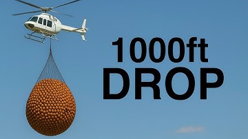 1000 Basketballs Vs Hoop from VERY HIGH!