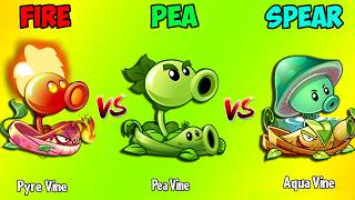 All Pair Plants FIRE vs PEA vs SPEAR Battlez - Who Will Win? - Pvz 2 Team Plant vs Team Plant