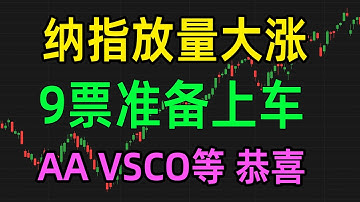 纳指放量大涨，9票准备上车，AA VSCO ALB等恭喜！NVDA企稳了吗？