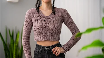 How to Crochet a Long Sleeve Crop Top | Pattern & Tutorial DIY