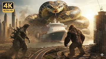 KING KONG and GODZILLA vs. GIANT PYTHON SNAKES: Clash of Titans at Sea and City | King Kong Movie