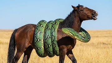 After a Distress Call, Brave Heroes Save Lonely Horse from Giant Python Terrifying Attack