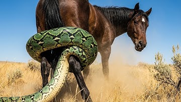 After a Distress Call, Brave Heroes Save Lonely Horse from Giant Python Terrifying Attack