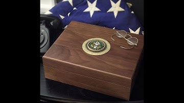 Engraved US made walnut military keepsake boxes