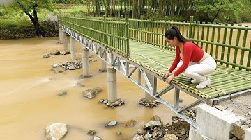 TIMELAPSE – 101 Days Genius Girl Rebuilds Flood-Damaged Bamboo Bridge  | Start to Finish