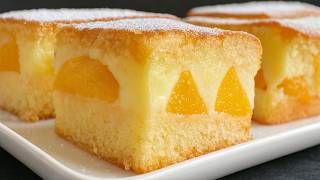 Easy Peach Cake Recipe! with Homemade Custard - Peach dessert recipe