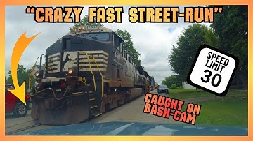 Fast-running trains take over the neighborhood street caught on Dash-Cam