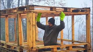 Man Builds a House with ABANDONED PALLETS in the Middle of the Forest | by @lesnoy_craft8607