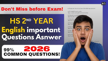 HS 2nd Year English Important QnA | Class 12 PYQ 2025 | AHSEC Most Repeated Questions | Assam Board