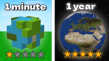 1 Minute Vs. 1 Hour Vs. 1 Year Earth Building Challenge In Minecraft