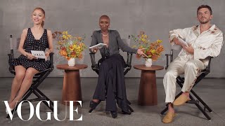 Ariana Grande, Cynthia Erivo, & Jonathan Bailey Ask Rapid-Fire Questions | Off the Cuff | Vogue