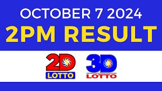 2pm Lotto Result Today October 7 2024 | PCSO Swertres Ez2