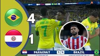 ⚽Brazil vs Paraguay 4-1 🔴 All Goals Vini Jr & Highlight 🔴 Copa America 2024